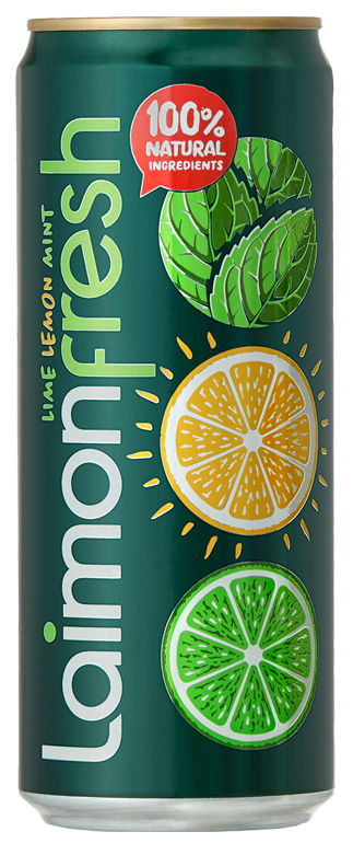 Laimon Fresh can with lemon, lime and mint design