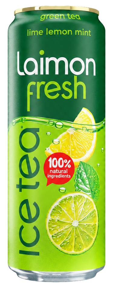Laimon Fresh Ice Tea can with lime and mint design